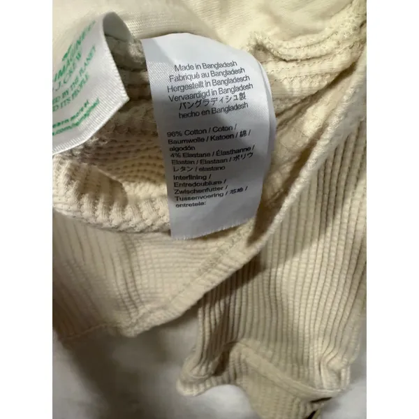 J.Crew Waffle Knit Shacket Women Medium Cream Ivory Button Front‎ Shirt Jacket M - Image 6