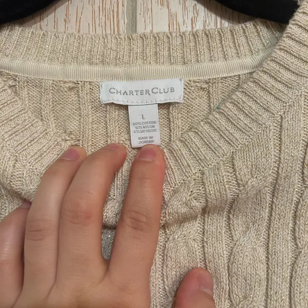 Charter Club Women’s Large Beige Cable Knit Sweater - Image 2