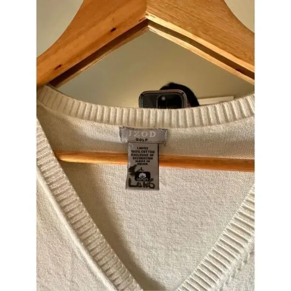 Izod Golf V Neck Sweater White Large - Image 3