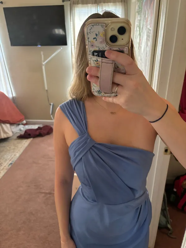 Social House Blue Satin Dress - Image 3
