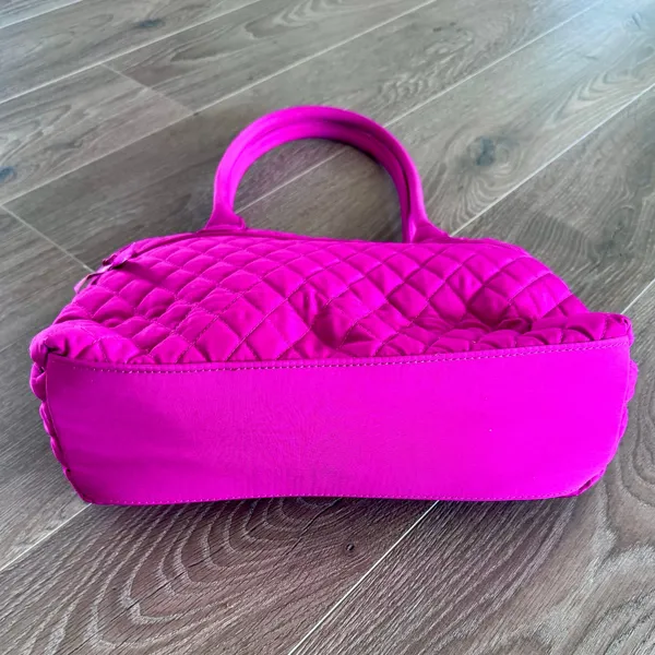 VTG Vera Bradley Zip Around Handbag Shoulder Bag Solid Magenta Quilted NEW - Image 7