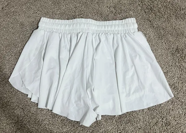 Small White Flowy Running Shorts - Image 2