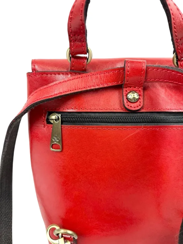 Patricia Nash Small Vatoni Convertible Leather‎ Backpack Papaya Red Leather - Image 4