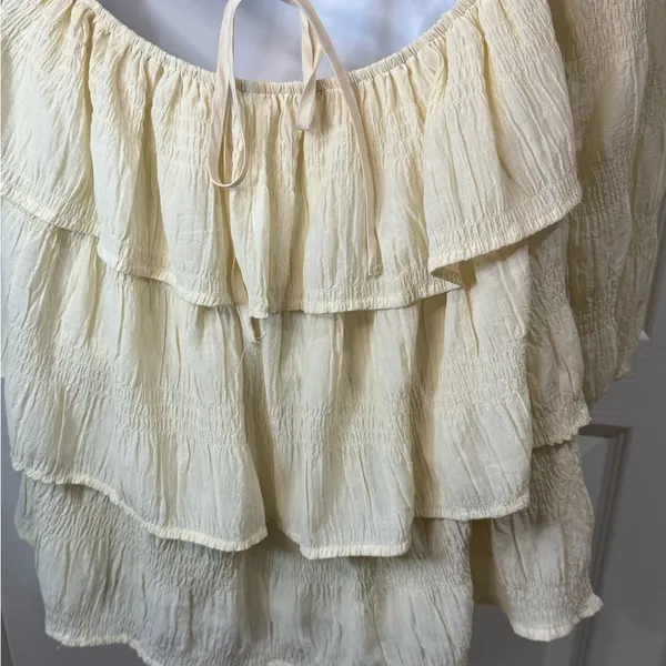 Vici Cream Ruffled Wrap Sundress with Bishop Sleeves - Image 10