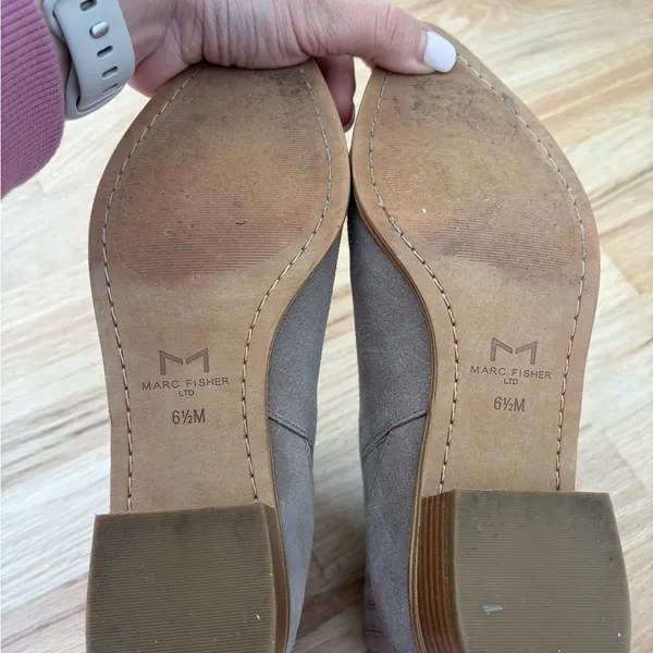 Marc Fisher Taupe Suede Ankle Booties - Image 8
