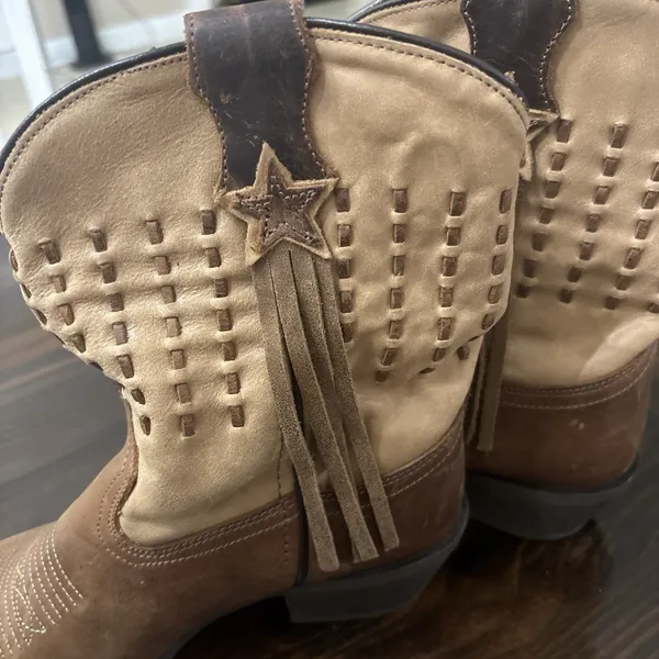 Laredo Women's Fringe Western Boot Snip Toe Brown Sz 8 Cowgirl Equestrian Rodeo - Image 13
