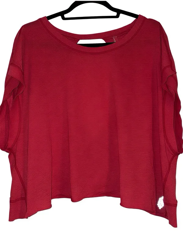 Free People Movement My Time Tee Cranberry Medium New Without Tags CURRENT - Image 4