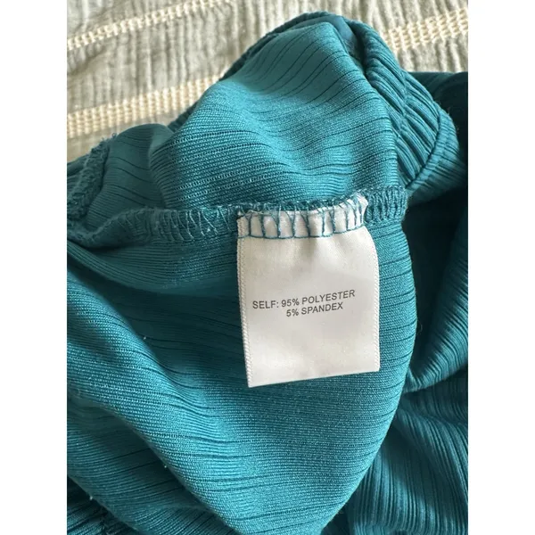 Modern Works Women's Plus Elastic Waist Pull-on Teal Crinkle Wide Leg Trouser 1X - Image 6