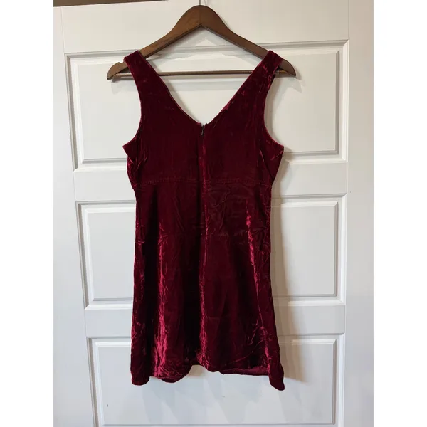 Vintage 90s TRIPP NYC Burgundy Velvet Mini Dress Medium Whimsigoth Goth - Image 6