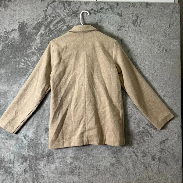 Monki Camel Tan Soft Knit Blazer Jacket Minimalist Neutral Cozy Chic Size XS New - Image 3