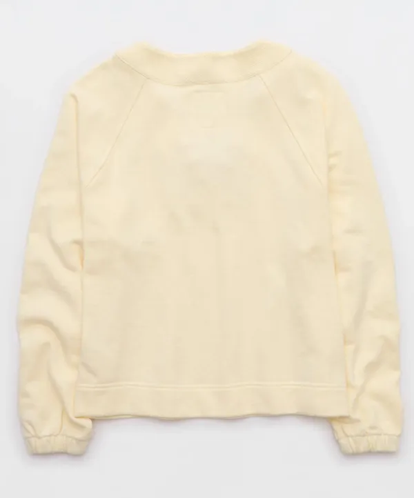 Aerie Lace Up Sweatshirt in Natural Yellow - Small - Image 5