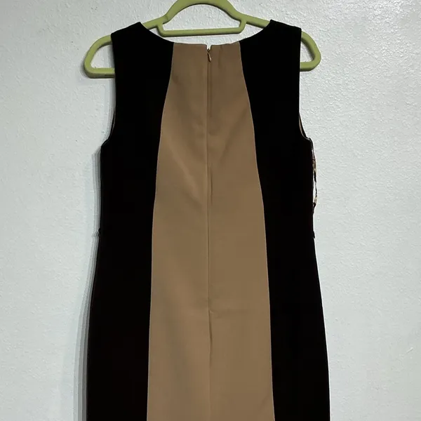 Anne Klein Tan Black Colorblock Sheath Dress Career Midi Sz 12 - Image 7
