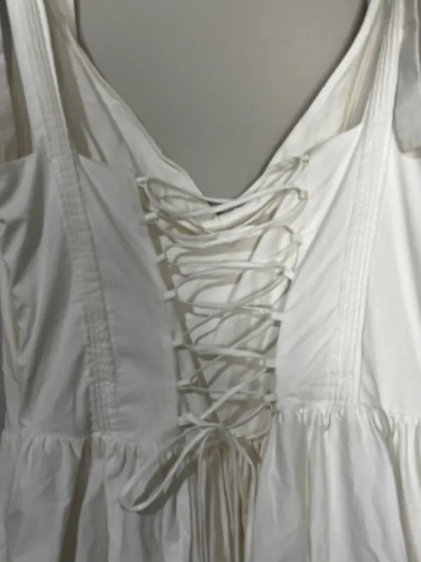 HOUSE OF CB HATTIE White Pin Tuck Cotton Midi Sundress Size XL - Image 7