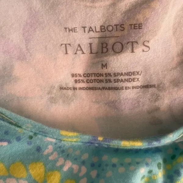 Talbots Skinny Tee M Aqua Paisley Floral Artistic Maximalist Eclectic Artsy‎ - Image 3