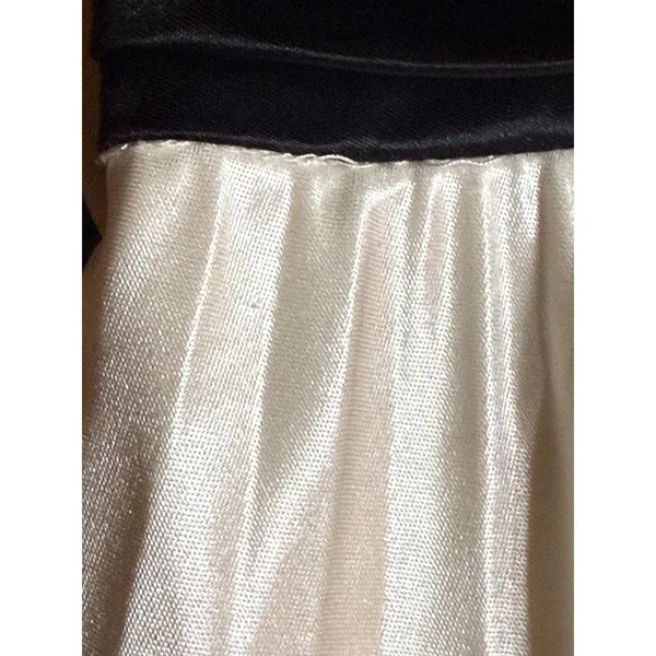 Y2K City Triangles Pleated Satin Babydoll Dress Black White Bow Homecoming Hoco - Image 8