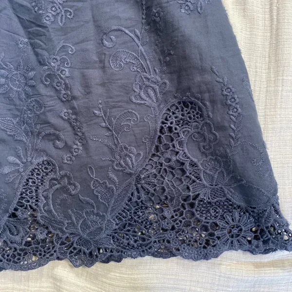 Abercrombie &‎ Fitch Off the Shoulder Blue Embroidered Loose Fit Dress Small - Image 5