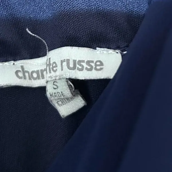 Charlotte Russe Navy Blue Mini Dress Size Small | Sleeveless V-Neck Fit & Flare - Image 2