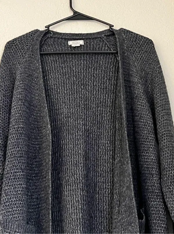 Fat Face Sweater Women's 8 Blue Knitted Cardigan Open Front Long Sleeves Pockets - Image 3