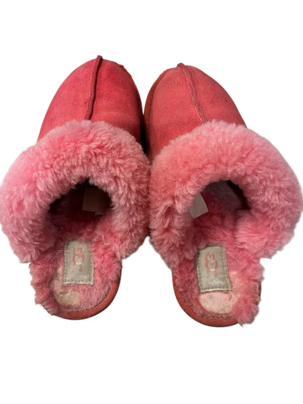 UGG Women's Pink Suede Shearling-Lined Slip-On Slippers - Image 5