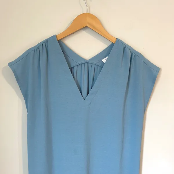 Prologue Women's Dress Size‎ Small Blue V Neck Midi Cap Sleeve Casual - Image 2
