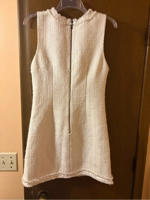 NWT Alice + Olivia Coley Tweed Sleeveless Mini Dress in White - Image 6
