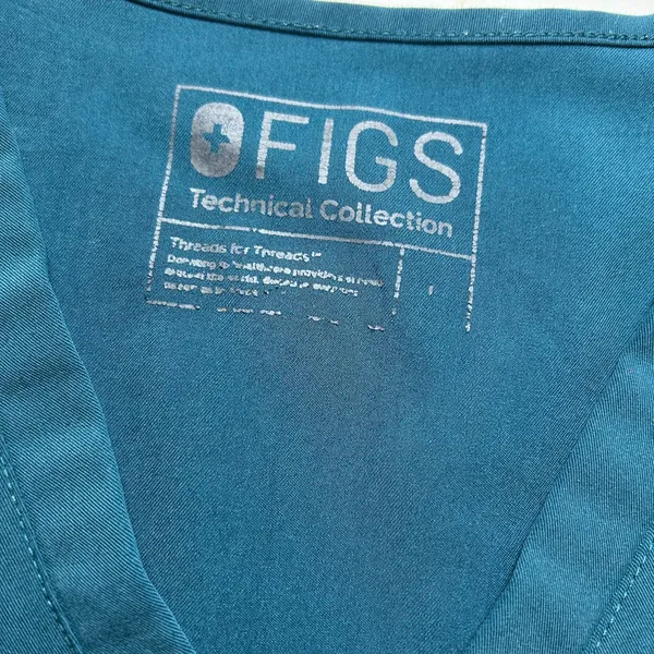 Figs Scrubs Top Womens S Teal Casma Three Pocket V Neck Technical Collection - Image 5