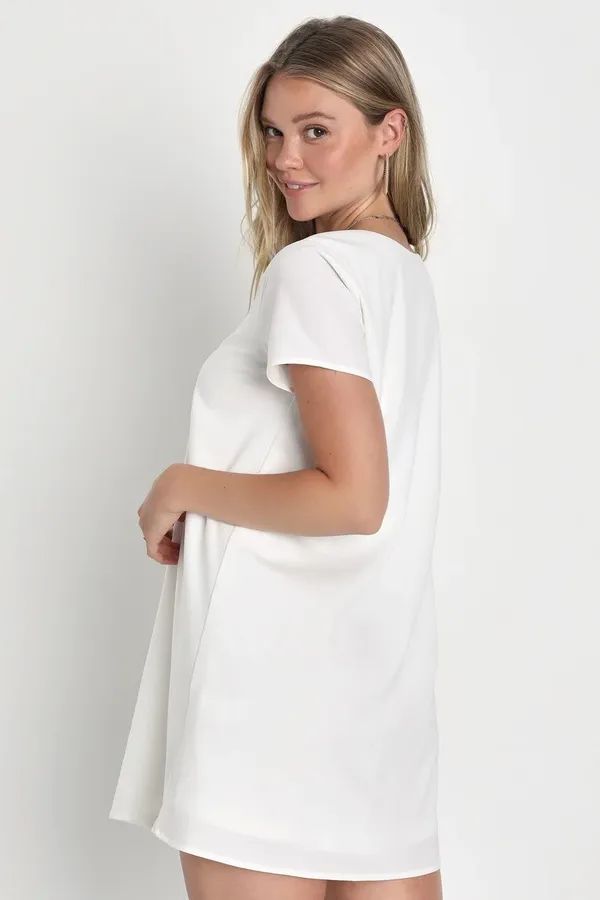 Show Me Your Mumu White Chiffon Sheer Mini Dress - Image 3