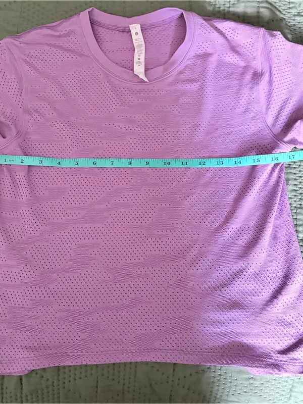 Lululemon Train To Be Short Sleeve Purple Mesh Workout Top Size 6 - Image 5