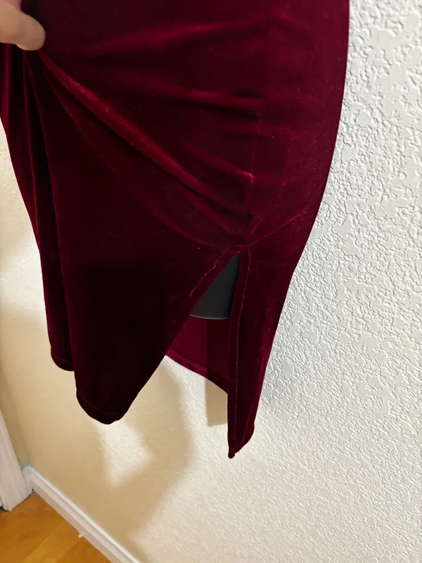 SheIn Strappy lace up backless Velvet Bodycon Dress in Burgundy - Image 7