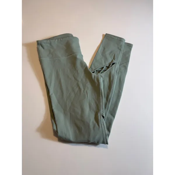 ALO Yoga Entwine Leggings‎ Sage Green Lace-Up Cutout Size S - Image 3