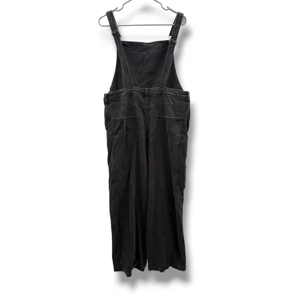 Aerie Denim Overalls Womens XL‎ Black Wide Leg Relaxed Fit Faded Wash - Image 2