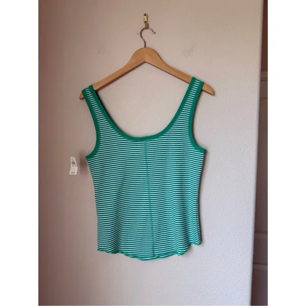 Aerie Green and White striped tank top size XL BNWT - Image 2