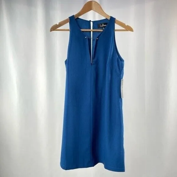 NWT Lulus Barbell Plunge Shift Dress in Teal Blue Size Extra Small‎ - Image 4