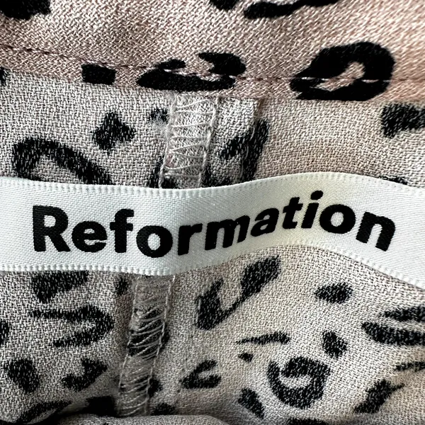 Reformation Vivette Slip Dress Leopard Animal Print Tie Cami Tank Pink Black XS - Image 3