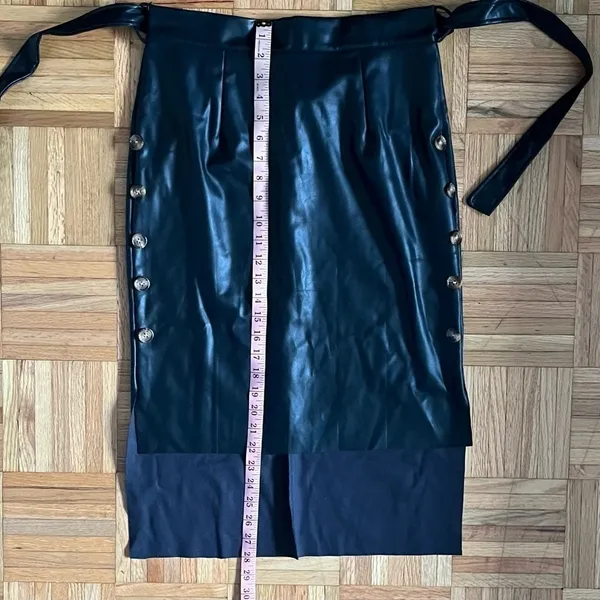 HOT Leather High Low Pencil Skirt L Black Size L - Image 6