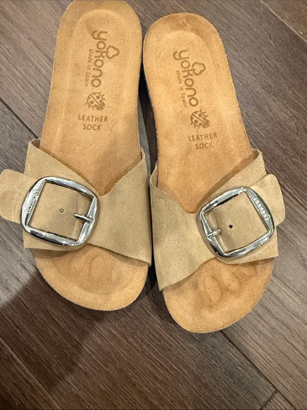 YOKONO Slide Sandal in Beige Suede Size 9 - C73-001 - Image 6