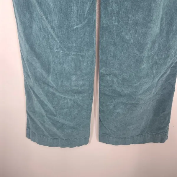 Faherty Stretch Cord Wide Leg Pants 27 Teal Green Organic Cotton Corduroy - Image 6