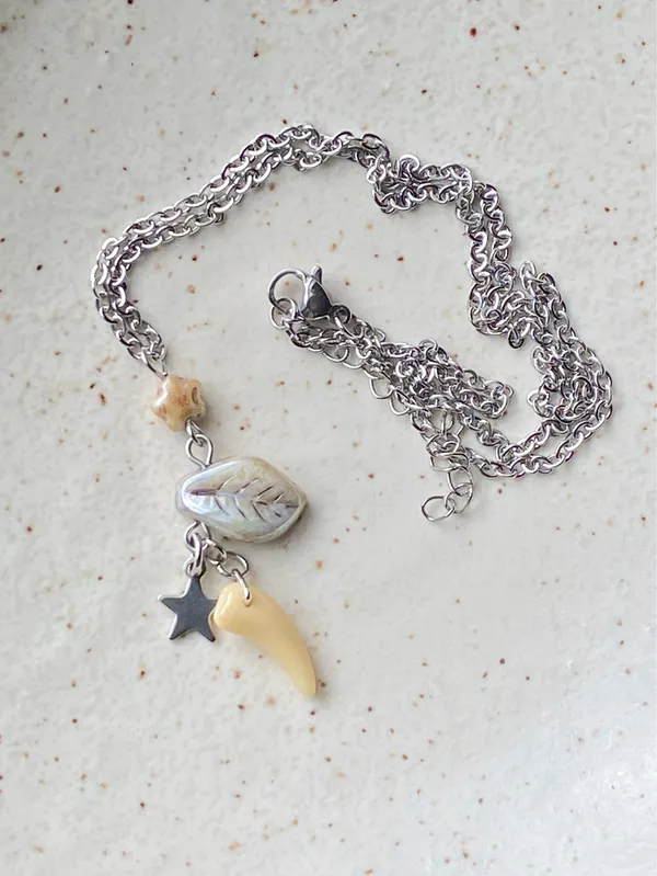 Handmade unique fairy funky Czechs glass beads mix necklace💚🌿 - Image 4