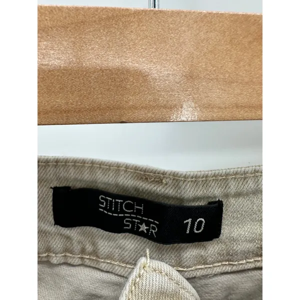 Stitch Star Womens 10‎ Khaki Tan Wide Leg Jeans Raw Hem SS2881-1 - Image 5