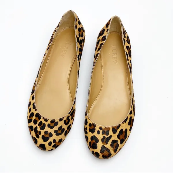 J. CREW Factory Animal Print Calf Hair Almond Toe Slip On Loafers Size 6 Casual - Image 5