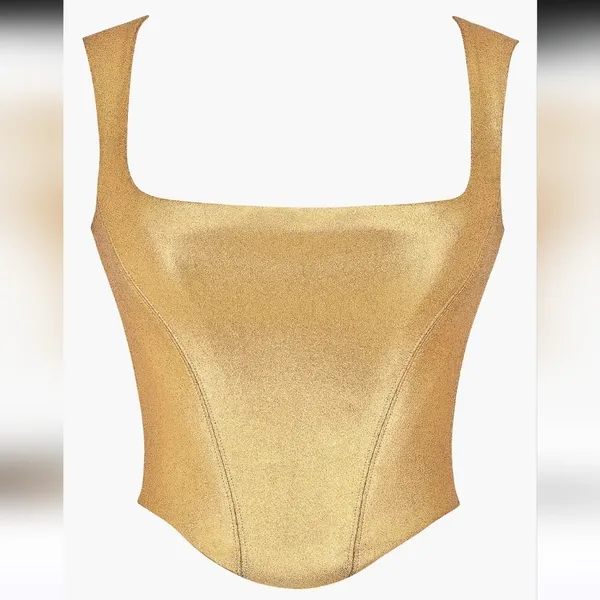 House of CB Karia Foil Corset Top in Gold Size XL - Image 13