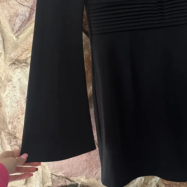 Commense Stand Collar Cinched Short Dress size small Black - Image 4