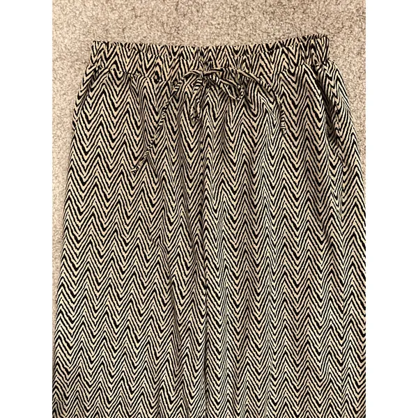 Umgee Boho Wide Leg Drawstring Waist Pants | Silky Chevron Print | Size Small - Image 4