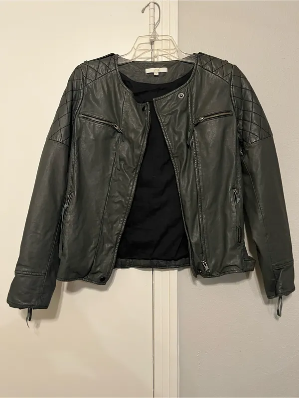 An’ge Paris Women's Black Quilted Biker Jacket 100% Leather Size 1/S - Image 2