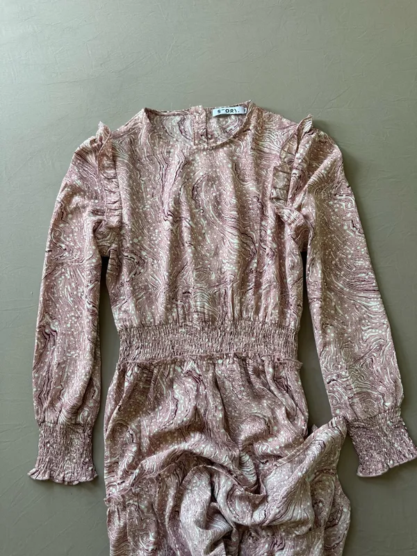 Boutique Pink Marble tiered smocked-waist midi dress - Image 3