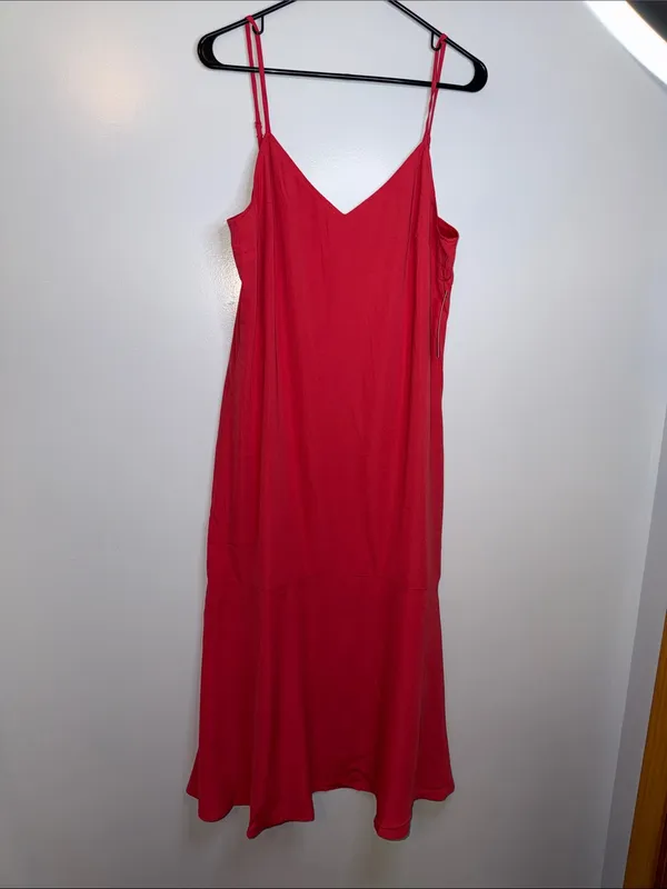 Lulu's Bright Red Midi Slip Dress with Spaghetti Straps - Image 5