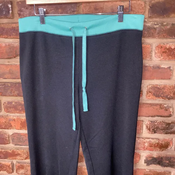 Silverwear Black Seafoam Green Straight Leg Track Sweatpants Women's Size Medium - Image 2