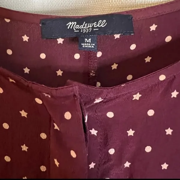 Madewell Burgundy Silk Tank Blouse in Star Mix Medium - Image 5