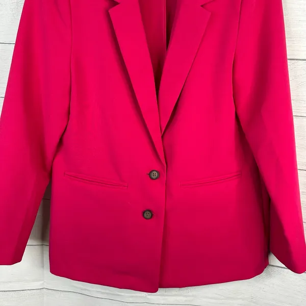 Old Navy Women S Berry Pink Relaxed Unlined Blazer 2 Button Workwear Jacket - Image 4