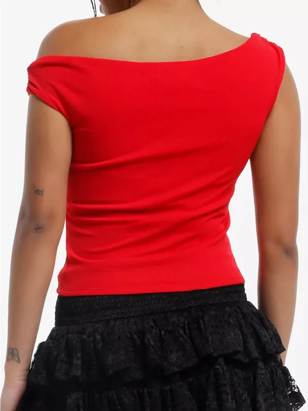 Women’s One-Shoulder Red Top - Image 3